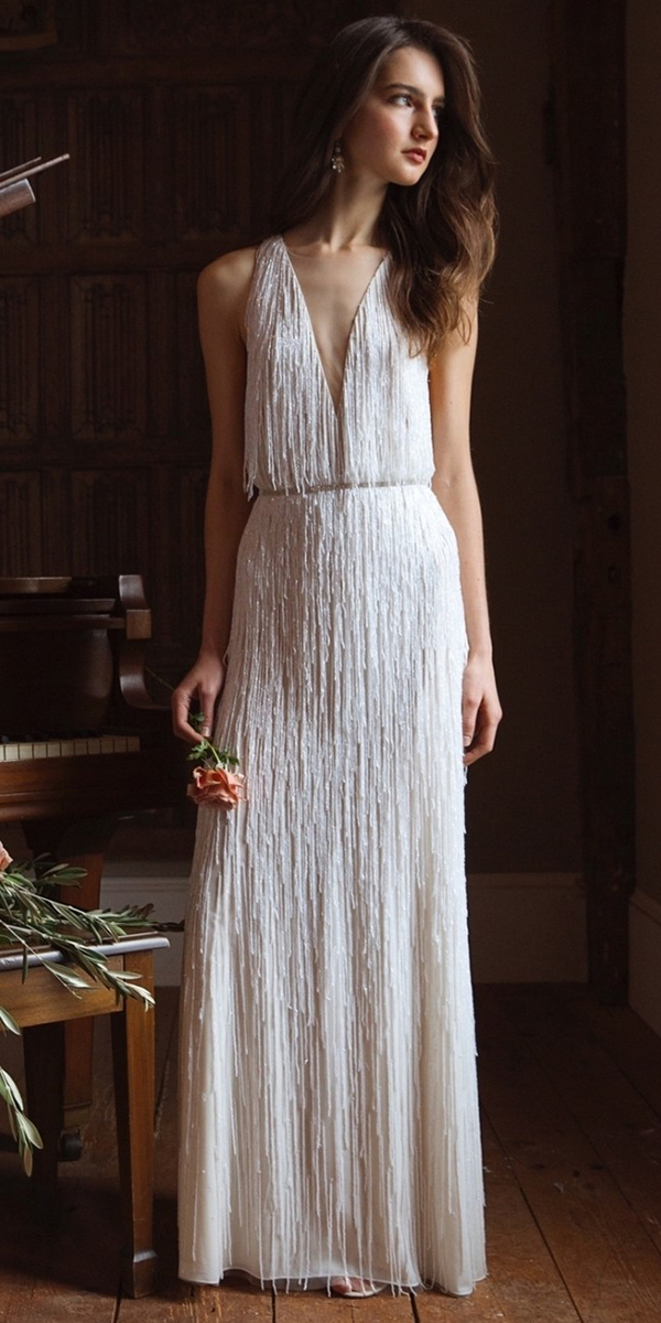 simple wedding dresses fringe sheath vintage jennyyoonyc