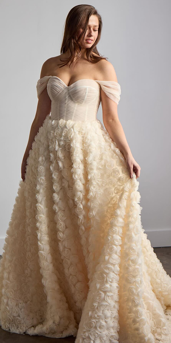 simple wedding dresses plus size floral blush rebeccaschoneveld