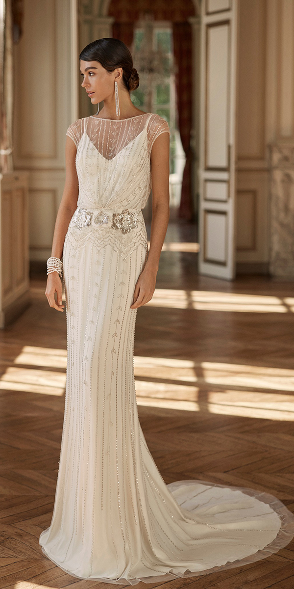 vintage wedding dresses 1920s sheath v neckline elegant rosa clara