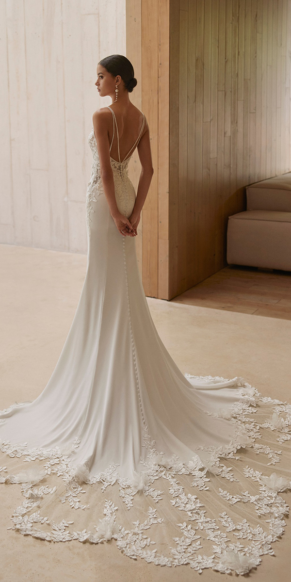 beach destination wedding dresses trumpet backless with spaghetti straps lace rosaclara