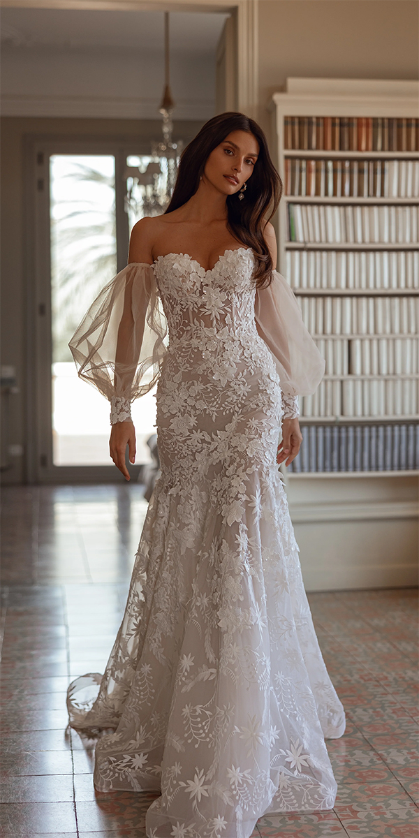 bohemian wedding dresses sheath lace floral tinavalerdi