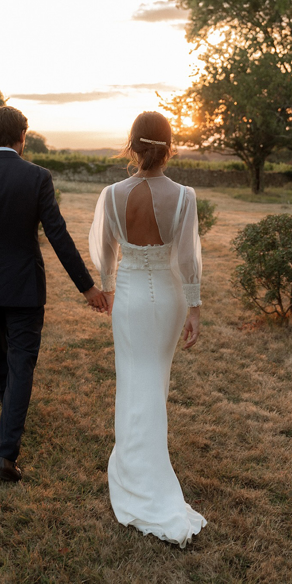 bohemian wedding dresses simple with long sleeves open back atelierblanche