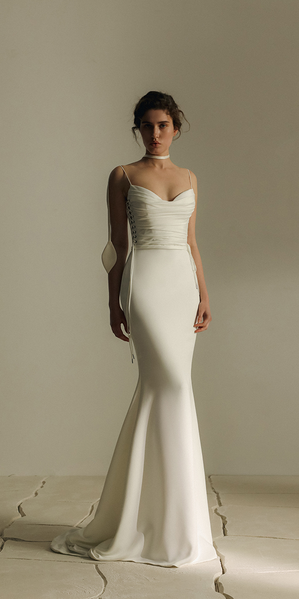 eva lendel wedding dresses trumpet with spaghetti straps simple