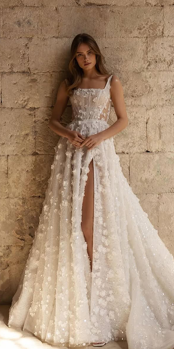 floral wedding dresses a line evalendel
