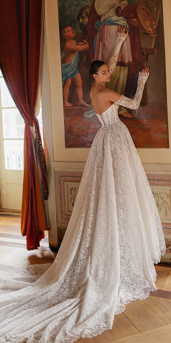 illusion long sleeve wedding dresses a line lace with train wonaconcept