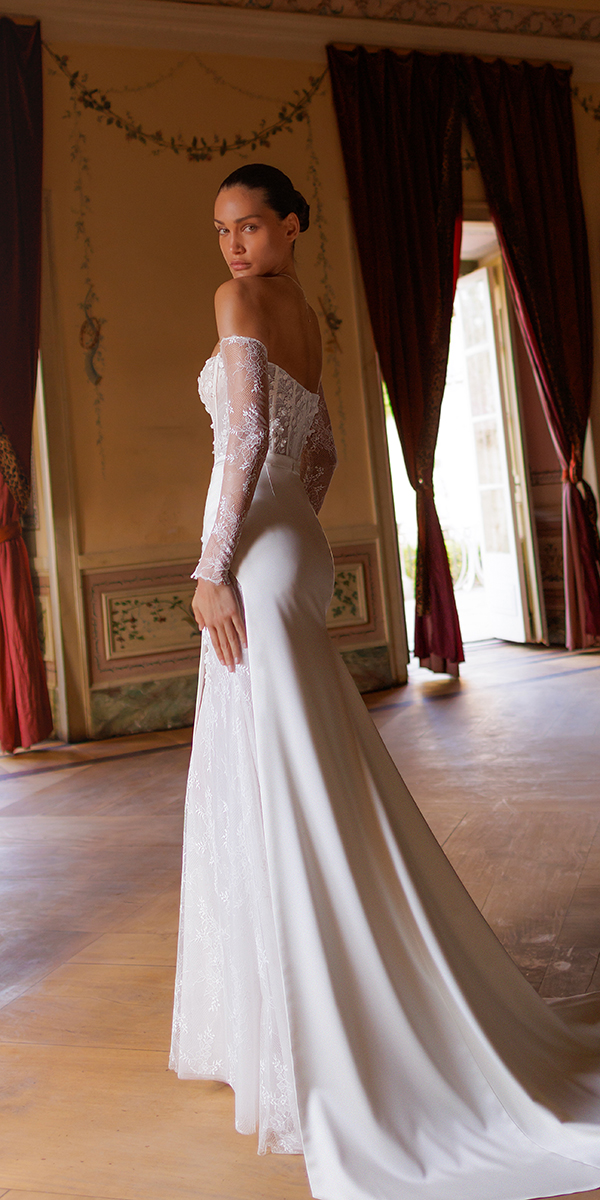 illusion long sleeve wedding dresses sheath floral wona concept
