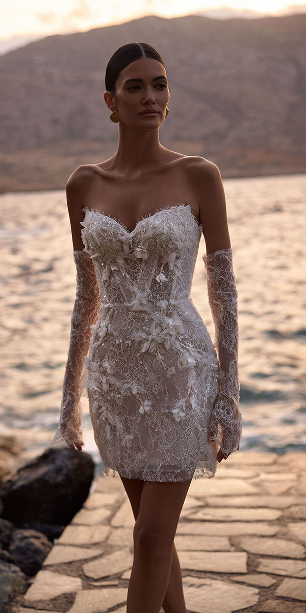 lace short wedding dresses with sleeves sexy millanova