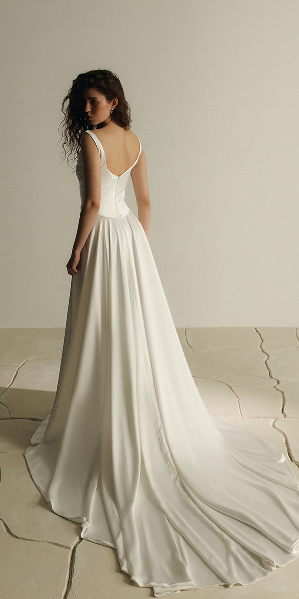 simple wedding dresses a line low back evalendel