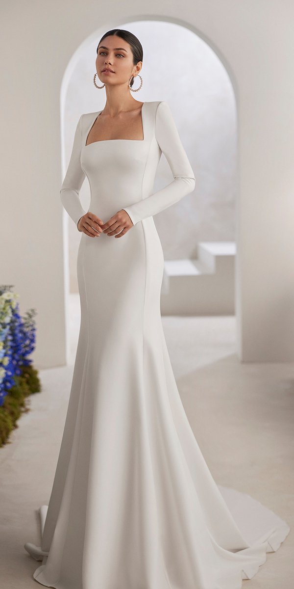 simple wedding dresses with sleeves modest trumpet rosa clara
