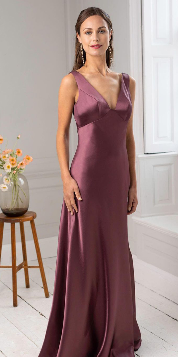 summer mother of the bride dresses long simple silk burgundy truebride