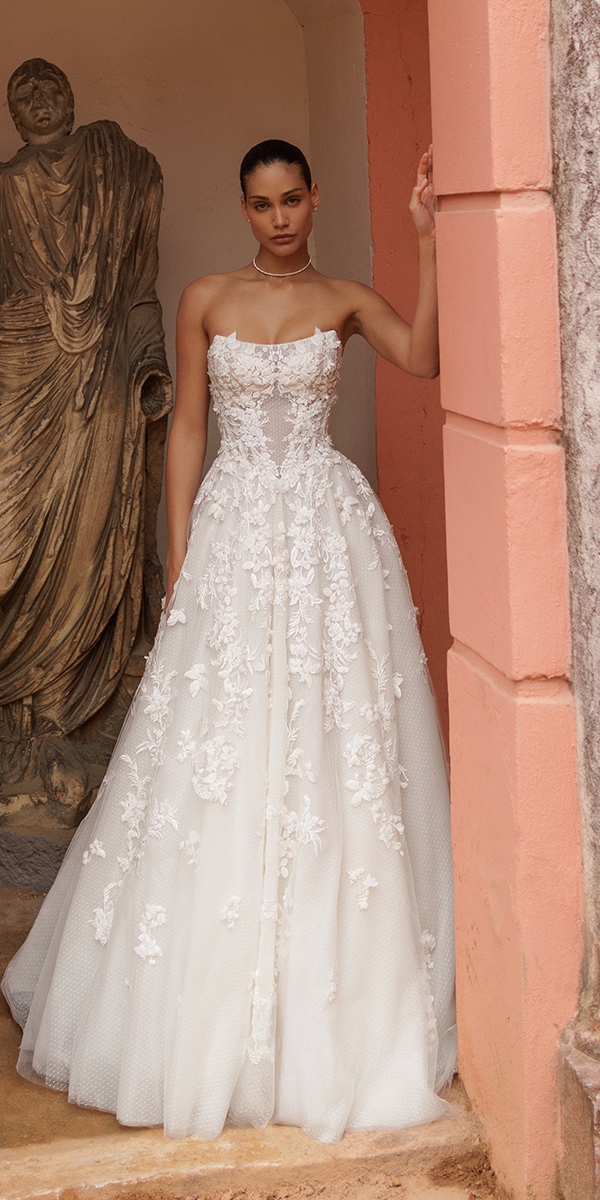 wona concept wedding dresses a line strapless neckline lace