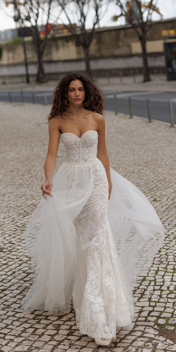 wona concept wedding dresses sweetheart neckline lace with overskirt beach