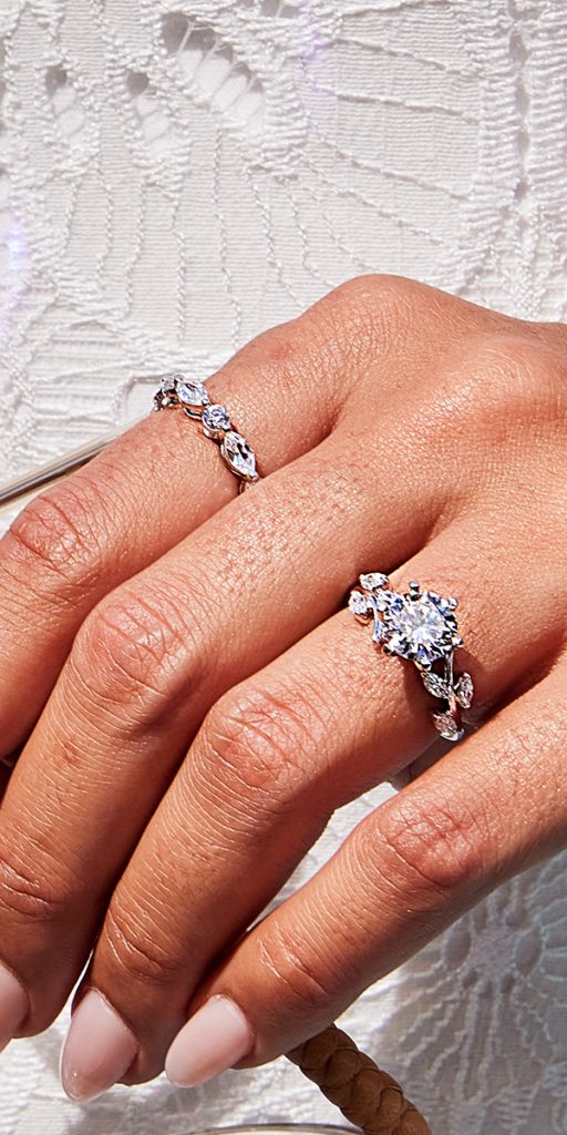 Marquise accents Wedding Bands