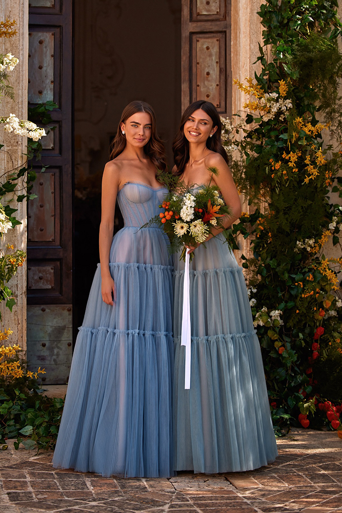 blue bridesmaid dresses a line simple pale milla nova