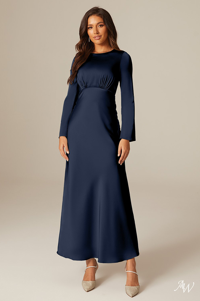 blue bridesmaid dresses with long sleeves awbridal