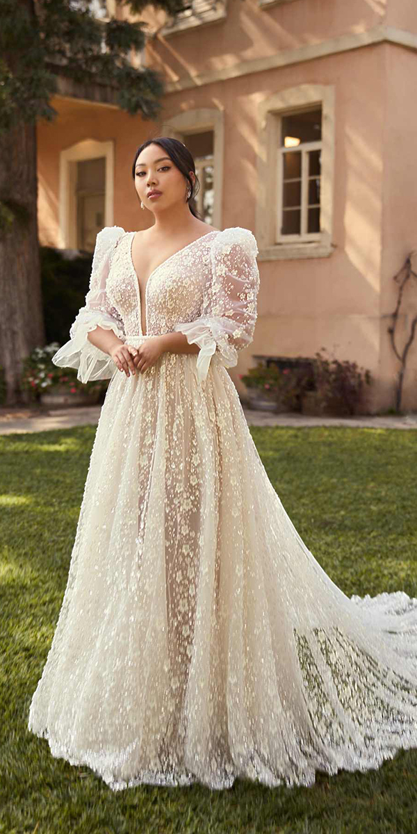 bohemian style wedding dresses plus size with sleeves galitrobinik