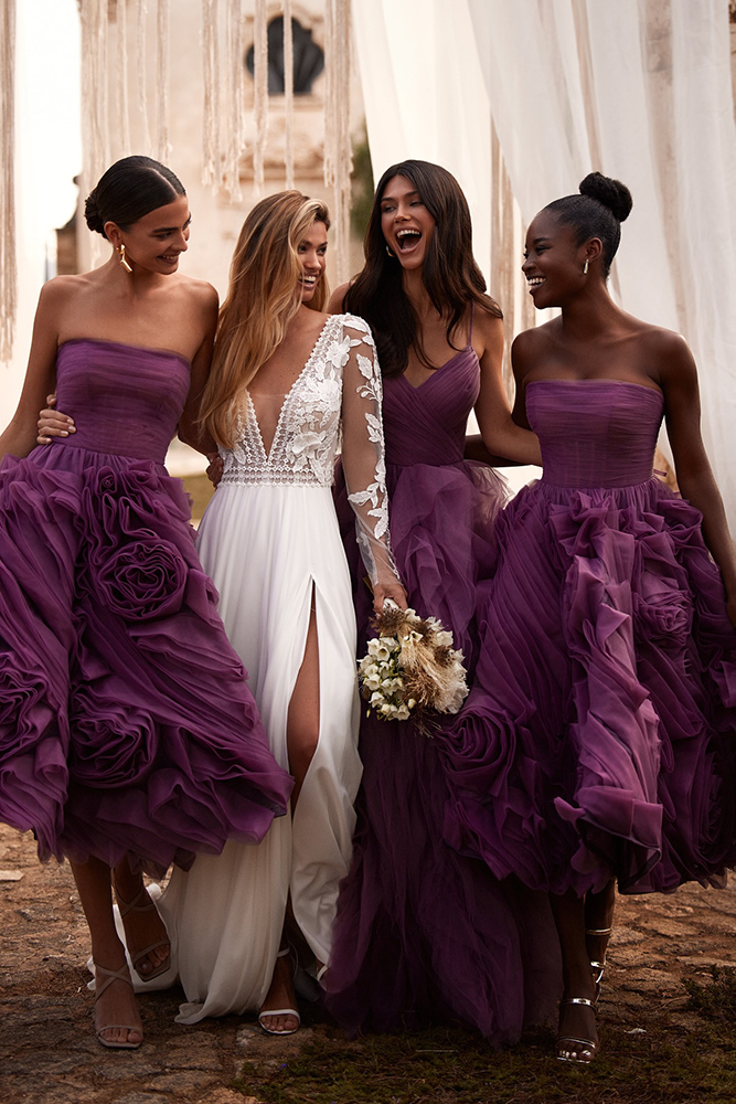 lavender bridesmaid dresses simple purple strapless neckline millanova