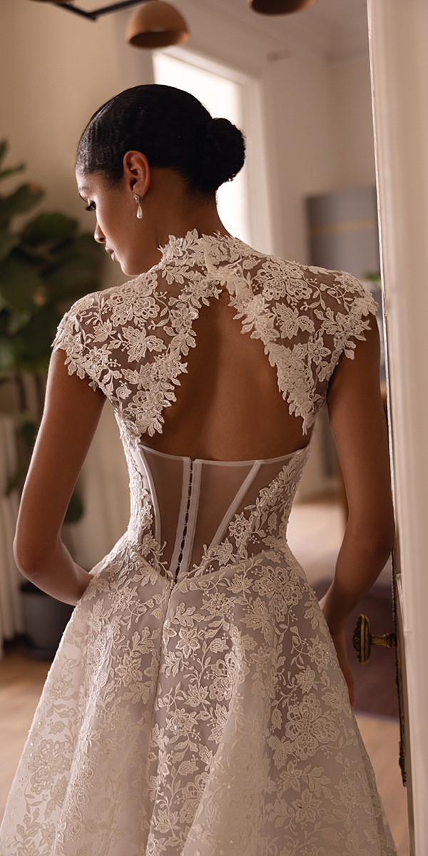 open back wedding dresses lace high neck julievino