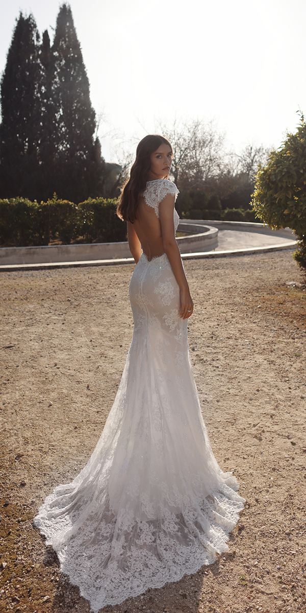 open back wedding dresses sheath lace train pninatornai