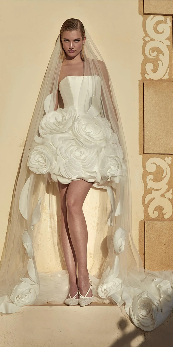 short wedding dresses simple strapless neckline pronovias