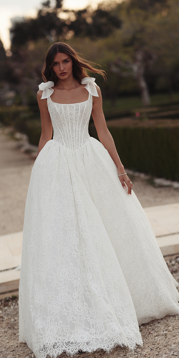 trendy wedding dresses a line lace pnina tornai