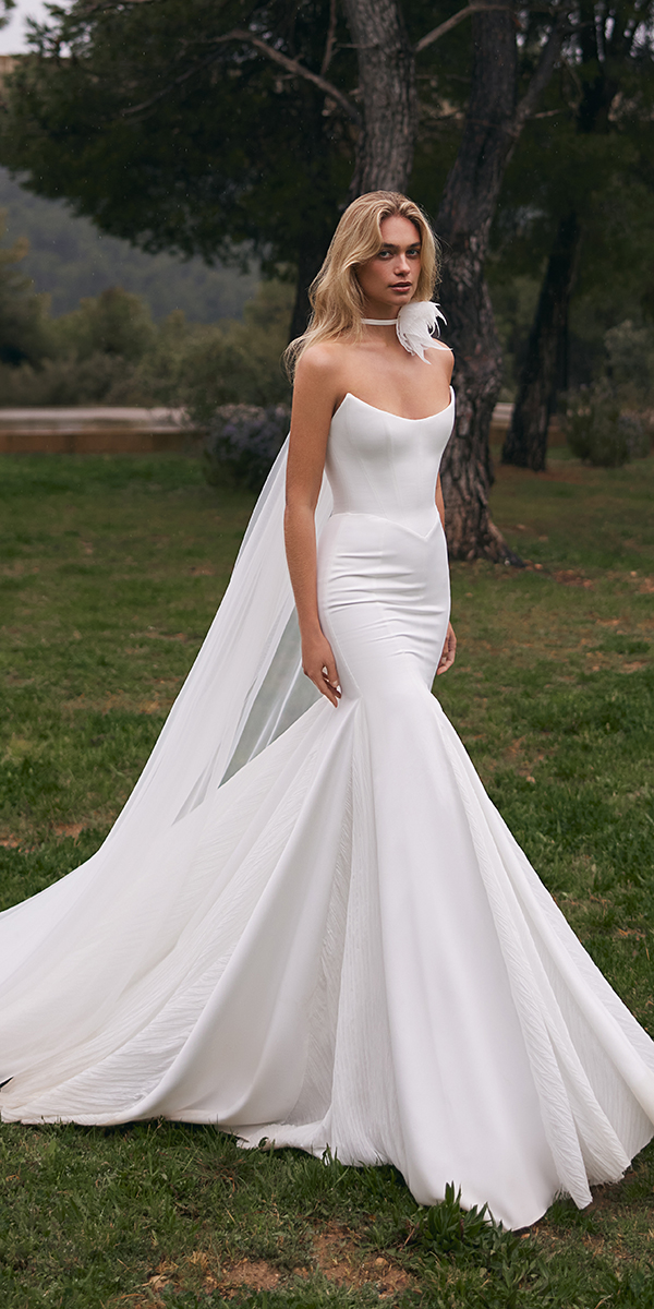 trendy wedding dresses simple sexy strapless neckline evalendel