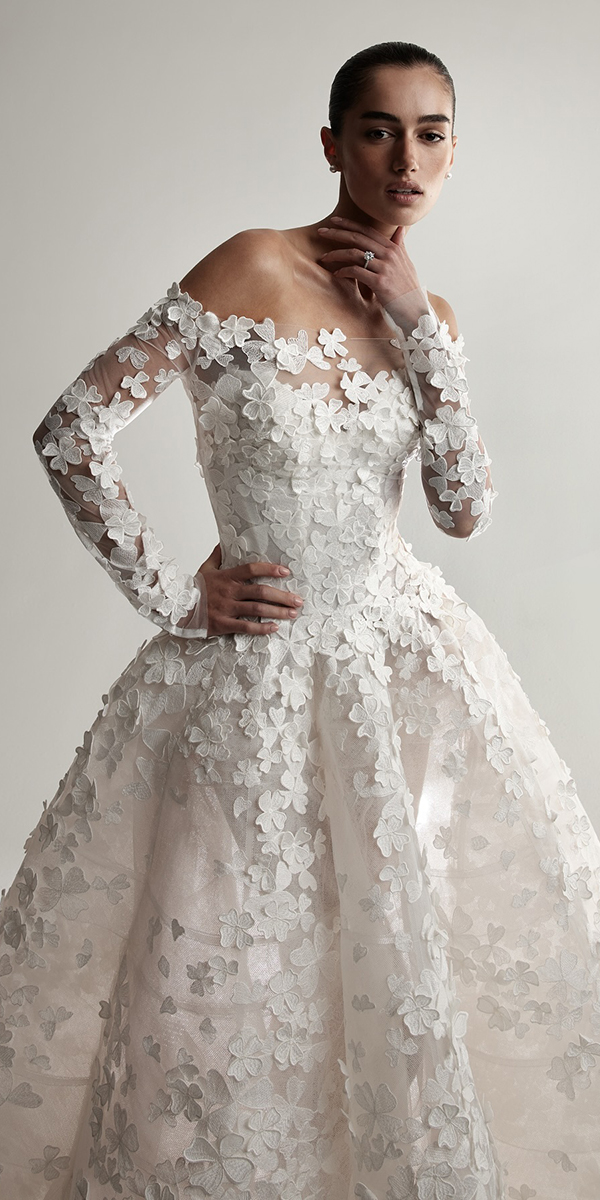 trendy wedding dresses with long sleeves floral moniquelhuiller