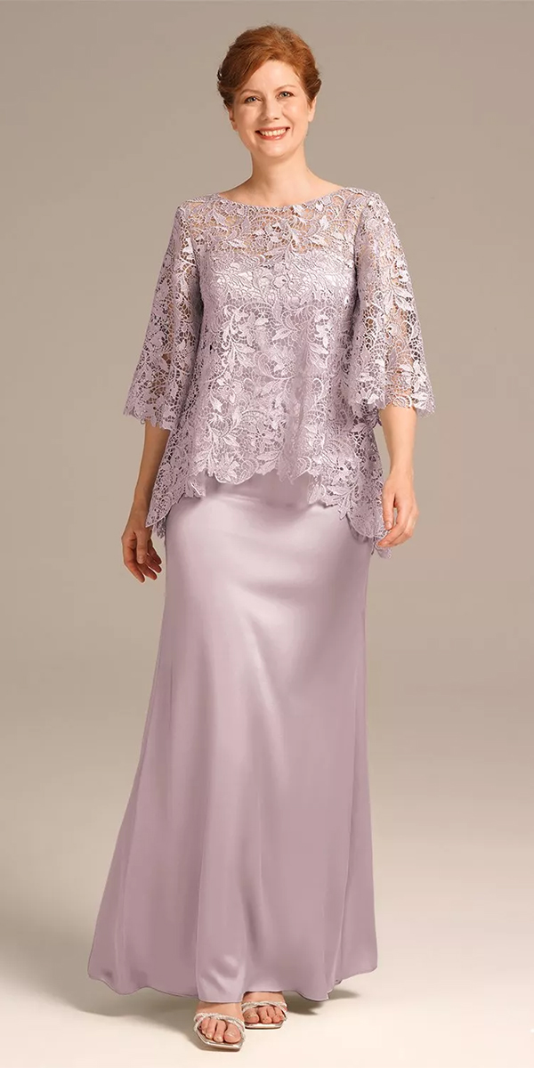 country mother of the bride dress with lace cape awbridal