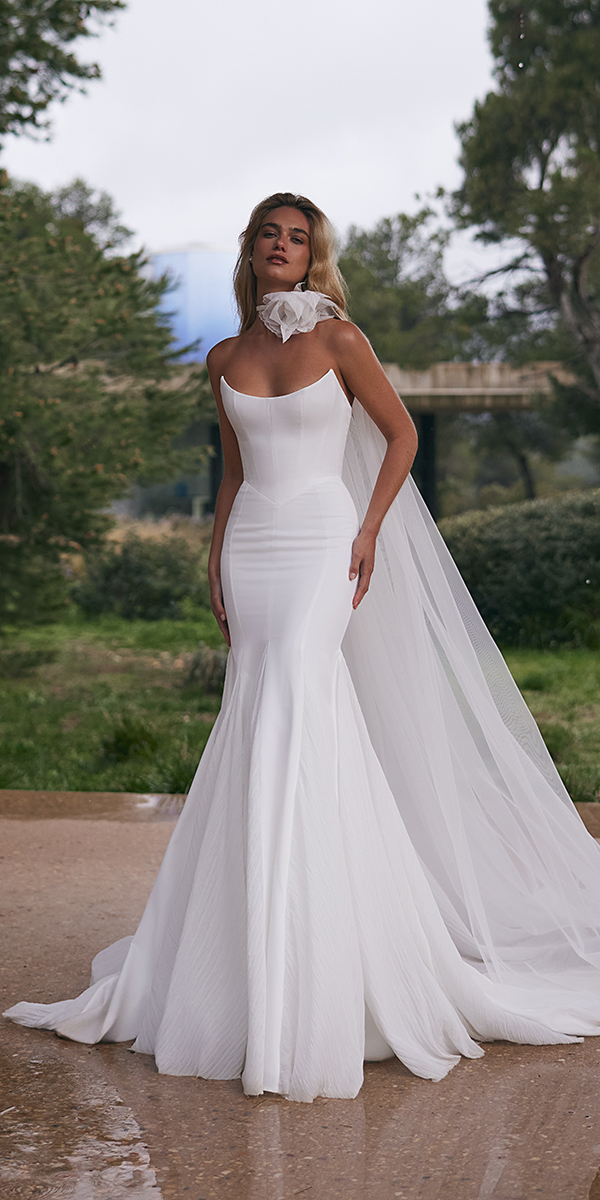eva lendel less is more v collection simple strapless neckline everett