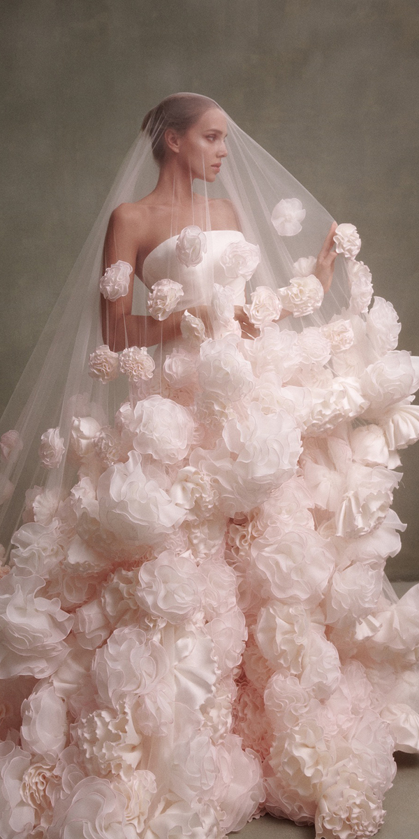 floral wedding dresses pink simple with veil nicole