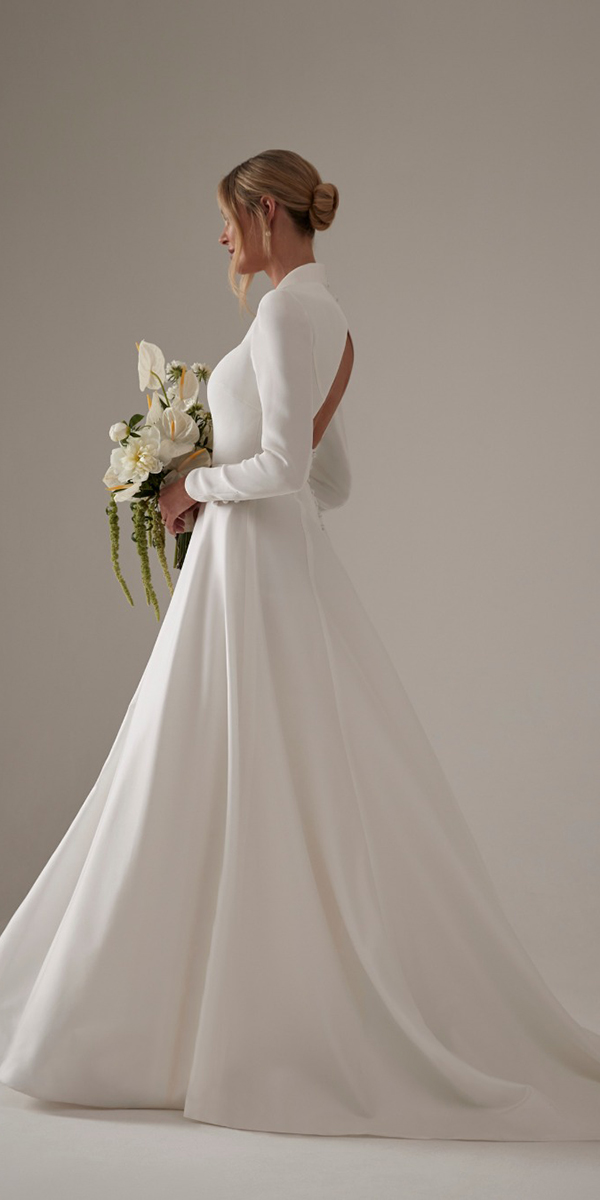 long sleeve wedding dresses simple open back sassiholford