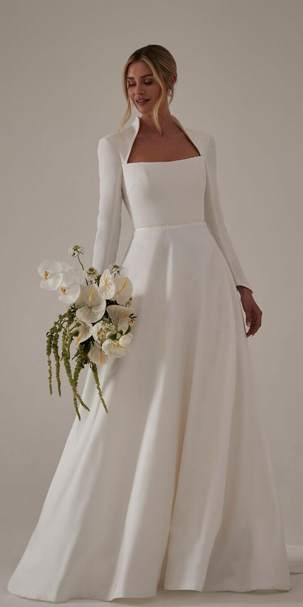 modest wedding dresses with long sleeves simple sassiholford