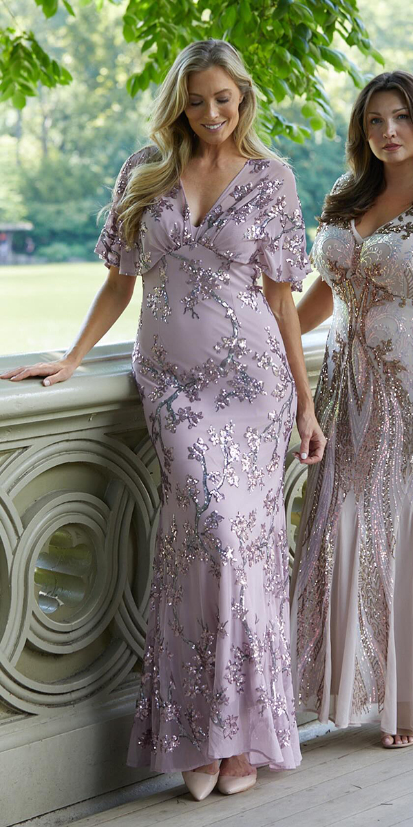 mother of the groom dresses long floral with cap sleeves rmrichards