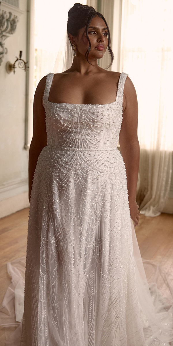 plus size wedding dresses a line beaded vintage anna campbell