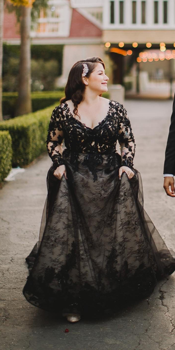 plus size wedding dresses black lace sleeves maggiesottero