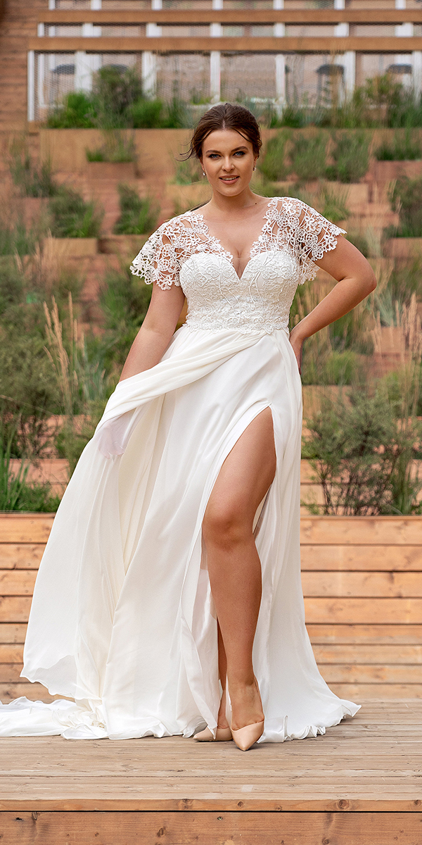 plus size wedding dresses boho lace top papilio