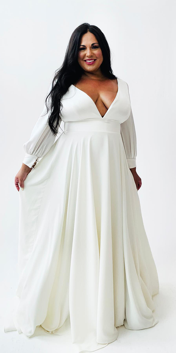 plus size wedding dresses casual with long sleeves simple elizabetdye