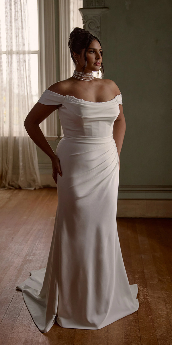 plus size wedding dresses simple off the shoulder campbell