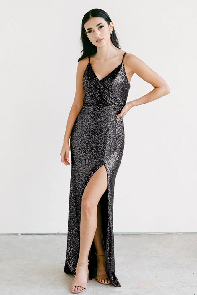 sequin bridesmaid dresses long black shoprevelry