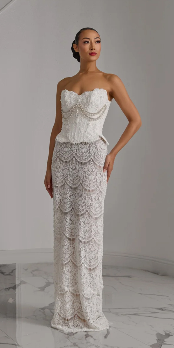 vintage wedding dresses 1920s lace sweetheart strapless neckline eseazenabor