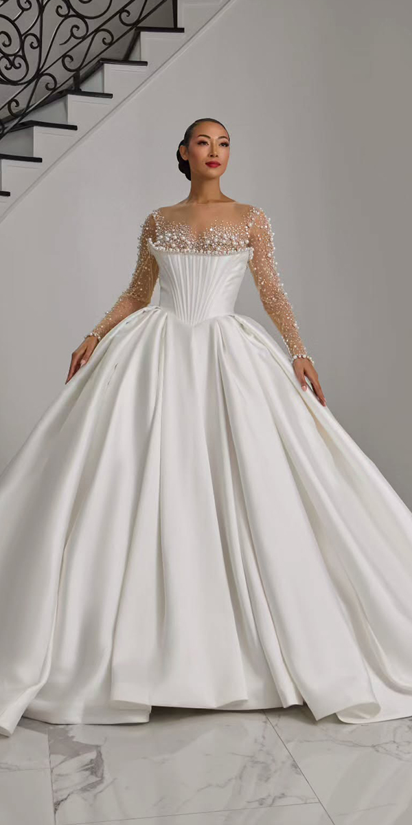 vintage wedding dresses 1920s with long sleeves illusion eseazenabor
