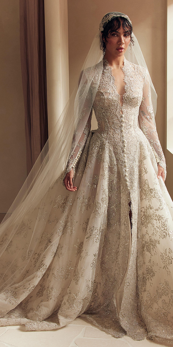 vintage wedding dresses lace with long sleeves leahdagloria