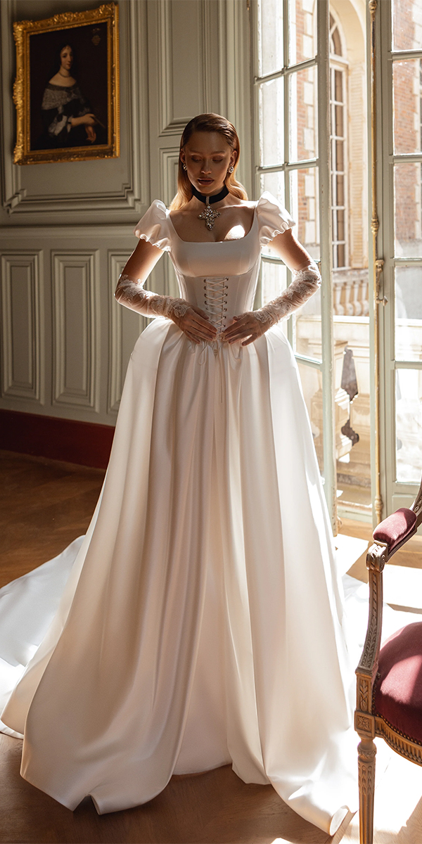 vintage wedding dresses simple corset tinavalerdi