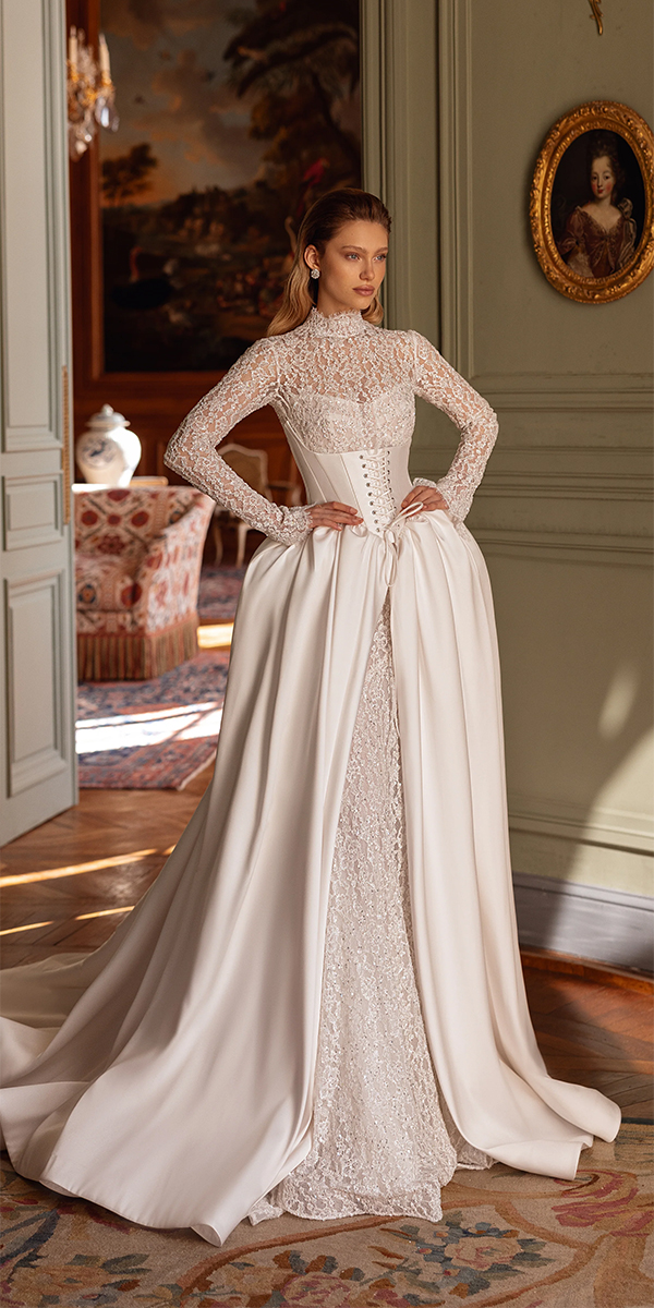 vintage wedding dresses with long sleeves corset tinavalerdi