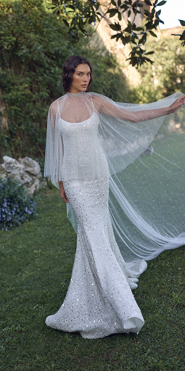wona concept amore in fiore couture collection with cape sexy with spaghetti straps tirade