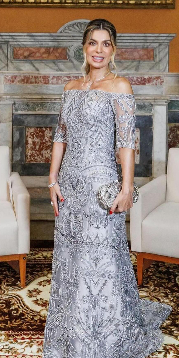 best mother of the bride dresses long silver jeweled paulodolce