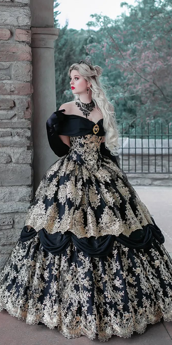 black and white wedding dresses ball gown lace romanticthreads