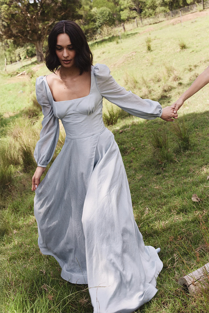 blue bridesmaid dresses simple a line with sleeves leahdagloria