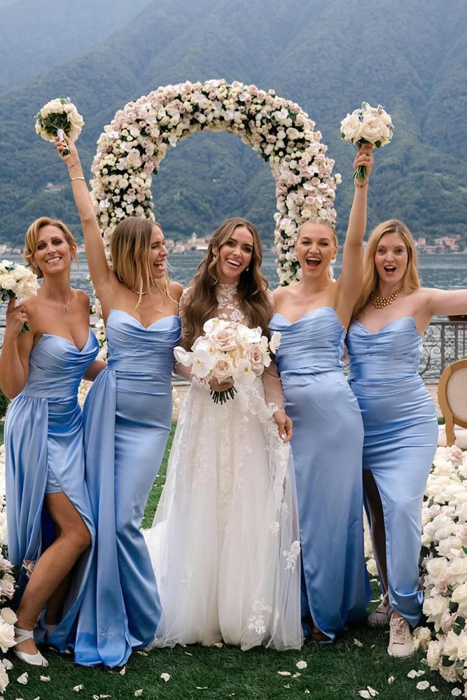 blue bridesmaid dresses simple silk whiterunway
