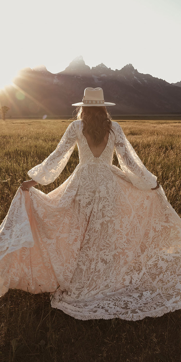boho wedding dresses with sleeves a line with long sleeves lace dreamersandlovers